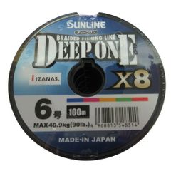 サンライン ディープワン×8 (6号 90LB) 100m単価 連結可 マルチカラー 8本組PEライン DEEP ONE