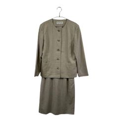 Hanae Mori◆セットアップ ハナエモリ  無地 ベージュ系 スカート レディース サイズ 9A3 6