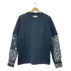 Sacai ロンT ペイズリー切り替え 22SS size1 ブラック Sacai ロンT