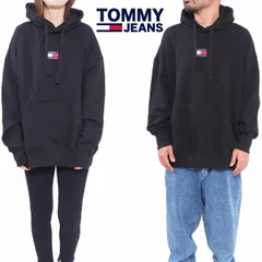 トミージーンズ パーカー ブラック 黒 メンズ レディース フーディ スウェット M L XL LL 2Lサイズ TOMMY JEANS BADGE HOODIE