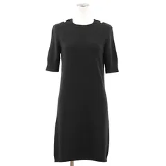 【極美品】CHANEL シャネル ワンピース P57396 ニット ハーフスリーブ COCOマーク シグネチャー ロゴ プリント パール カシミヤ100％ 半袖 ドレス レディース サイズ 38 ブラック 黒 英国製 カール・ラガーフェルド期のサムネイル