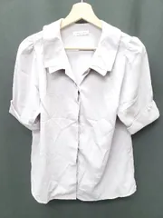 ◇ ⊂　Φ NICE CLAUP ナイスクラップ パールボタン 半袖 ブラウス　カットソー サイズF ラベンダー レディース P  【1409090004247】