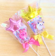 小さい子にも　プチバルーン付お菓子ブーケ♡2個　プチギフト　発表会　結婚式　卒業　卒園　ハロウィン　クリスマス　キャンディーブーケ　お菓子ブーケ　プレゼント　花束の代わりに　お配り用　色、形選べます　喜ばれる　映え　バルーンブーケ　お菓子ブーケ　可愛い　大人気