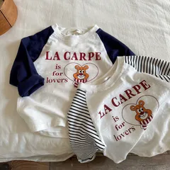 韓国 子供服 輸入 子供服 キッズ ベビー服 男の子 女の子 レトロ 長袖 Tシャツ ロンT カジュアル 半袖 ボーダー 英字 100cm 110cm