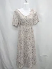 ◇ ◎●未使用● ⊂ GRL グレイル 総柄 半袖 膝下丈 ワンピース サイズL グレー系 レディース E  【1503050028912】