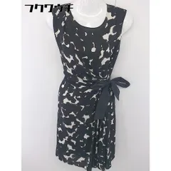 ◇ BALLSEY TOMORROWLAND 総柄 ノースリーブ 膝下丈 ワンピース サイズ38 ブラック レディース  【中古】 【1111190000516】