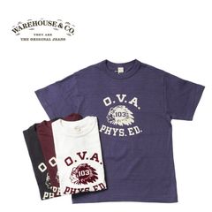WAREHOUSE ウエアハウス 半袖 Tシャツ Lot 4601 "O.V.A." 4601-OVA(25SS)【NAVY / OFF】