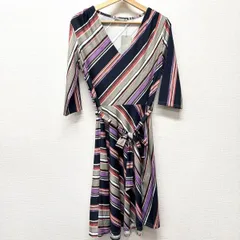 FAS　ワンピース　ウエストリボン　フランス　伸縮性あり　紺　紫　M