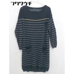 ◇ COMME CA ISM マタニティ ウール ニット ボーダー 長袖 膝丈 ワンピース サイズM-L ネイビー グレー レディース  【中古】 【1107190001936】