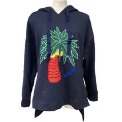 未使用 フェンディ PS7006 A3BS スウェットパーカー プルオーバー 刺繍 長袖 ヤシの木 コットン ブラック レディース FENDI [サイズ40] 正規品 安心品質 春秋コーデ カジュアル ブランドファッション