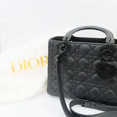 Dior ディオール　レディディオール ミディアム ブラック カナージュ レザー ハンドバッグ