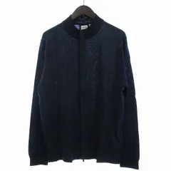 アルマーニ コレツィオーニ ARMANI COLLEZIONI 美品 ニット カーディガン 薄手 ジップアップ ウール L 紺 ネイビーのサムネイル
