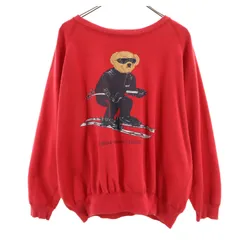 ポロバイラルフローレン 90s ポロベア オールド ポロベア 長袖 スウェット トレーナー M レッド Polo by Ralph Lauren 裏起毛 メンズ