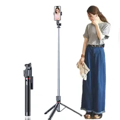 【在庫処分】スマホ 三脚 自撮り棒 iphone スマホスタンド【設計強化180cm撮影】 150cm以上 セルカ棒 360°回転 軽量 卓上 360°回転 持ち運び便利 生放送 Web会議 撮影 映画放送 旅行 Android スマホ等対応 【日本語取扱説明