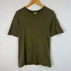 90s TRUSSARDI トラサルディ Tシャツ 半袖 クルーネック 無地 袖ロゴワッペン アースカラー オリーブグリーン MAサイズ メンズ 古着 ストリート トラッドのサムネイル
