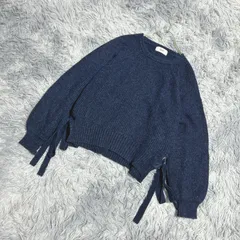 【BEAMS HEART】ビームスハート  ニット  ボリューム袖  サイドリボン  (F)  フェミニン  カワイイ  レディース  青系  ブルー【送料無料】