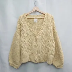 ◇ ⊇ Kastane カスタネ 編み物 長袖 ウールカーディガン サイズF ベージュ系 レディース E  【1505130011012】