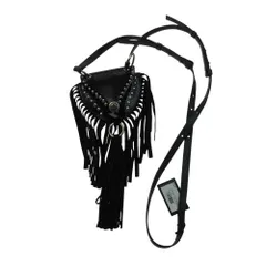 DSQUARED2 ディースクエアード NECK POUCH クロコ型押し フリンジ スタッズ ショルダー ポーチ バッグ ブラック系【中古】のサムネイル
