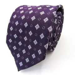 タカキュー ブランド ネクタイ 小紋柄 ドット 格子柄 シルク PO  メンズ パープル TAKA Q 【中古】