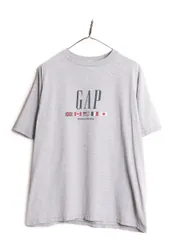 【お得なクーポン配布中!】 00s USA製 OLD GAP プリント 半袖 Tシャツ メンズ L / 古着 00年代 オールド ギャップ 国旗 グラフィック プリントT ロゴT コットン グレー