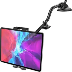 【在庫処分】EXSHOW 車載ホルダー タブレットホルダー ダッシュボード 超強力粘着ゲル吸盤式タブレットスタンド ipadホルダー タブレット アーム 車用 携帯スタンド 車 柔軟に曲げ 360度回転 安定性 視線確保 取付簡単 日本語説明書付き タのサムネイル