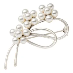 【シルバー × ワンサイズ】[Cream dot. クリームドット公式] ブローチ フォーマル 卒業式 卒園式 入学式 入園式 ママスーツ コサージュ 華やか ピン 上品 エレガント パール フラワー マット 艶消し 大人 バッグ マフラー ニット