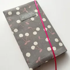 【新書-s001】ブックカバー チェリー柄-グレー