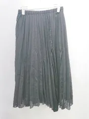 ◇ ◎ ●未使用● mysty woman タグ付き プリーツ ウエストゴム 膝下丈 フレア スカート サイズF ブラック レディース P  【1310020016639】
