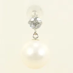 K10WG　ピアス　pierced earrings（片耳）　イミテーションパール　ジルコニア　総重量約1.0g