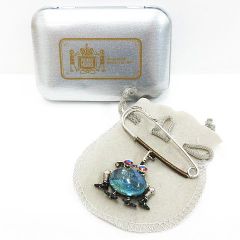 ROBO KOBO ロボ工房 ストールピン スカーフピン ブローチ チャーム ロボット ブルー 保存袋 ケース付き Z003-0424②