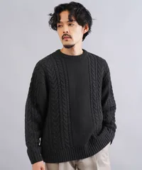 新品 未使用 JIGGYS SHOP(ジギーズショップ)ケーブルクルーニット 217550 ブラックのサムネイル