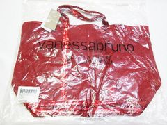 未使用品 Vanessabruno ヴァネッサブリューノ リネン スパンコール トートバッグ 麻 レッド 赤 Lサイズ 鞄 レディース D192LF