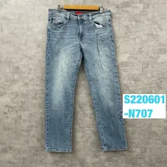 GUESS ライトブルー ジップフライ スリムストレート デニムジーンズパンツ 33×30 実寸W33in USA 海外輸入 古着 S220601-N707