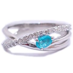 天然 パライバトルマリン ダイヤモンド 計0.57ct PT 中宝研ブラジル産 