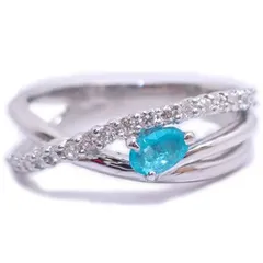 Pt パライバトルマリン-0.25ct ブラジル産 オーバル ダイヤモンドデザイン リング 指輪  GIA鑑別書付属