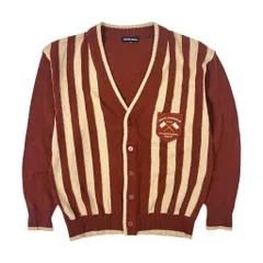 NICOLE SPORTS ニコル ストライプ ニットカーディガン 50/赤みブラウン/vintage