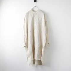 定価15400円 ルグラジック LE GLAZIK 160s RAMIE GATHER SHIRT ラミー バンドカラー チュニックシャツ 36/ベージュ【2400014089714】のサムネイル