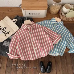 長袖シャツ  トップス　アウター　ストライプ　子供服　ベビー服　フォーマル　カジュアル　男の子　女の子　プレゼント　贈り物　110-130