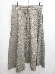 ◇ ⊇ IENA イエナ チェック柄 ロング フレア スカート サイズ40 ベージュ ブラック ブラウン系 レディース P  【1407260043515】