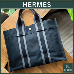 ✦HERMES エルメス フールトゥ PM「 BLACK×グレー 」トートバッグ_A241224-90