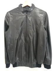 【中古ヴィンテージ品】ノーブランド　シングルライダースジャケット　本革　ブラックレザー
