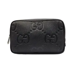 美品✨グッチ　二つ折り　ジャンボGG エンボス　シマ　レザー　ブラック GUCCI（グッチ） （新品・未使用品）グッチ 二つ折り財布 札入れ GG