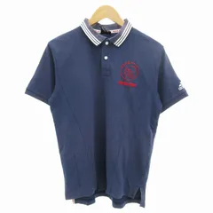 アディダス adidas アヤックス アムステルダム ポロシャツ カットソー 半袖 スポーツウェア 刺繍 ロゴ L 紺 ネイビー /GV ■GY09