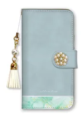 AQUOS R8 SH-52D ケース 手帳型 アクオスR8 スマホケース パール デコ付き ストラップ付 韓国 大理石 マーブル柄 おしゃれ オシャレ 大人 ネイビー ブルー パープル カラー09