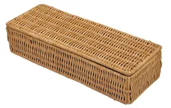 【在庫セール】収納 天然素材 キッチン 卓上用品 ケース 箸ケース カゴ カトラリーケース 籐 編みかご ベトナム製 ラタン ラタンケース 箸入れ テーブルウェア 卓上収納 ラタンカトラリーケース・フタ付(ブラウン) ナチュラル 自然素材 酒井産業 シンプルのサムネイル