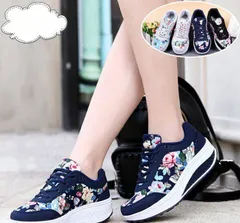 スポーツ 疲れにくい 花柄 厚底 スニーカー ウォーキングシューズ おしゃれ スニーカー 運動 ファッション 靴 ランニングシューズ 春秋#angel130527