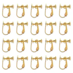 イヤリング　パーツ　ゴールド　40個　ネジバネ式　8mm　台座　カン無　2563