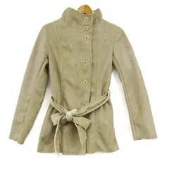 コムサイズム ショートコート ジャケット アウター ベルト付き レディース Mサイズ ベージュ COMME CA ISM 【中古】