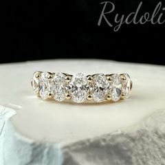 K18 2.10ct オーダーメイドリング ラボグロウンダイヤモンド 誕生日記念日プレゼント 定番ジュエリー Au750指輪 上品な輝き ハーフエタニティリング 定番ダイヤモンドハーフリング 重ね付けにもぴったりなデイリーリング オーバルカット