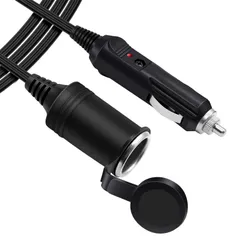 兼用 キャップ付き 24V パイロットランプ内蔵 12V DC電源 120W以内使用 3.5m シガーアダプター用延長コード 延長ケーブル ブラック シガーソケット (3.5m) powseed